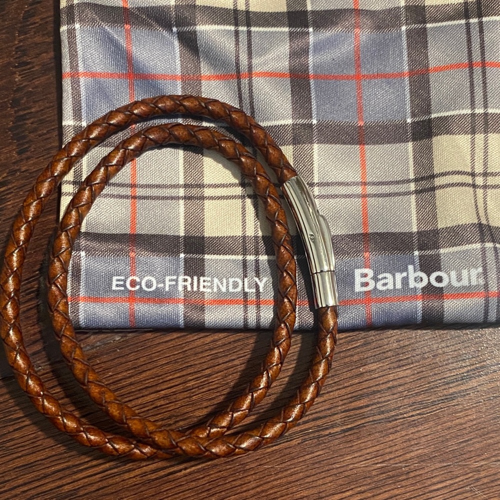 Barbour Brown Braided Leather Bracelet/necklace